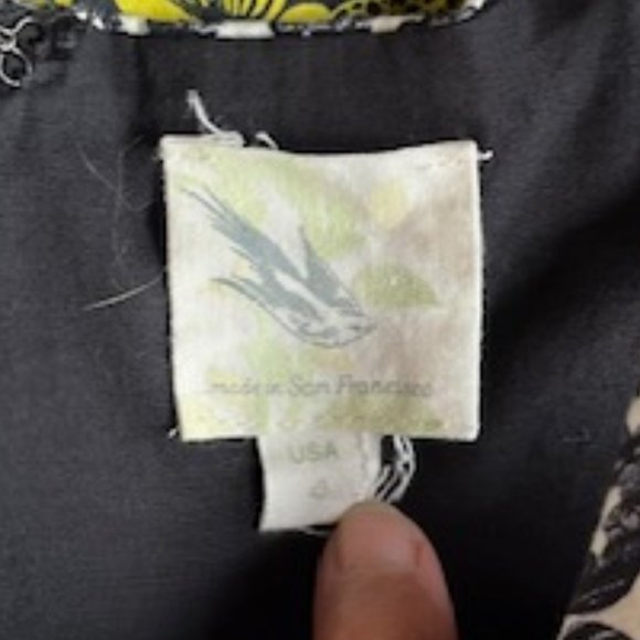 ANTHROPOLOGIE Weston Wear Aures Floral Sleeveless Shift Dress Yellow Black sz 4 - Picture 4 of 6